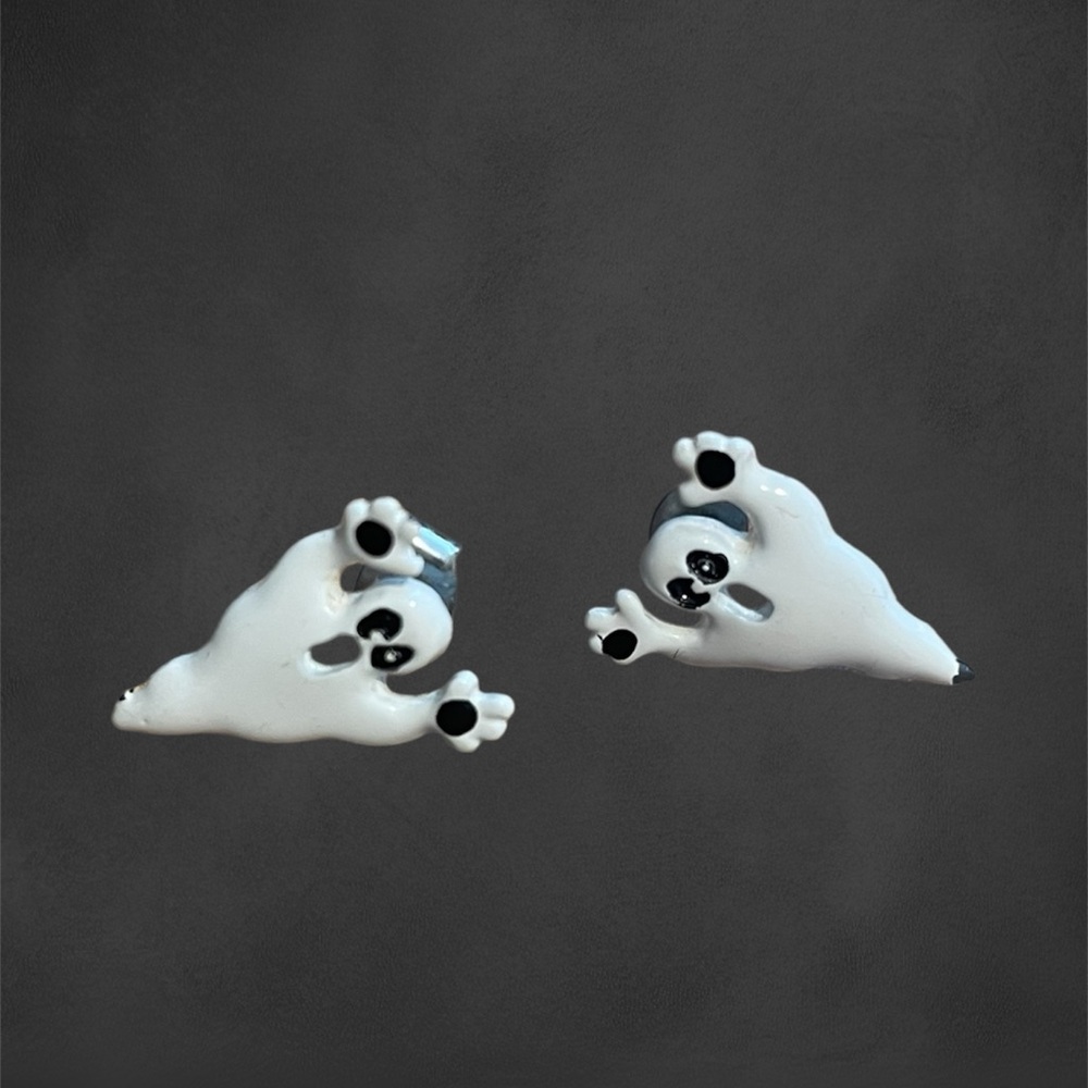 Playful White Ghost Earrings